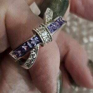 Elegant Silver and Purple Women's Ring